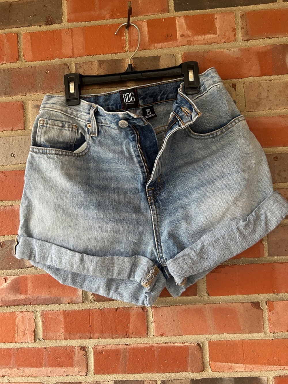 BDG -Urban Outfitters Light Wash Denim High-Rise Rolled Hem Shorts